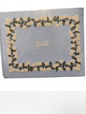 Rifle Paper Co. blue floral embroidered Guest Book